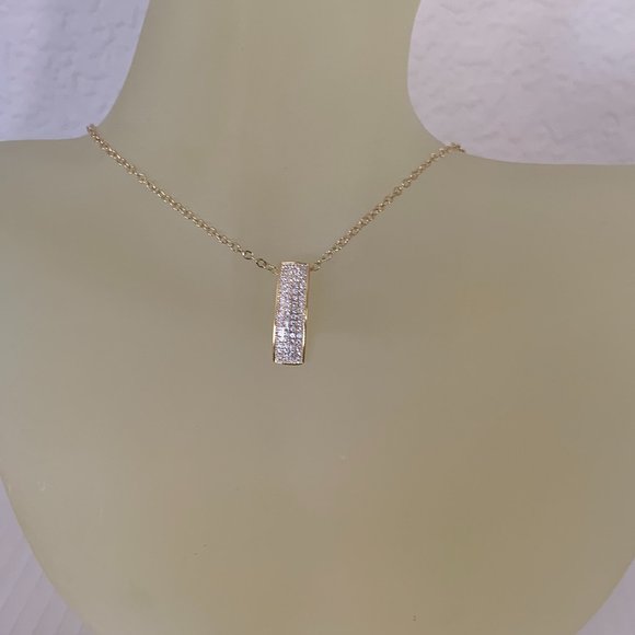 NWOT Gold Tone Pave CZ Pendant + Chain - Picture 7 of 7